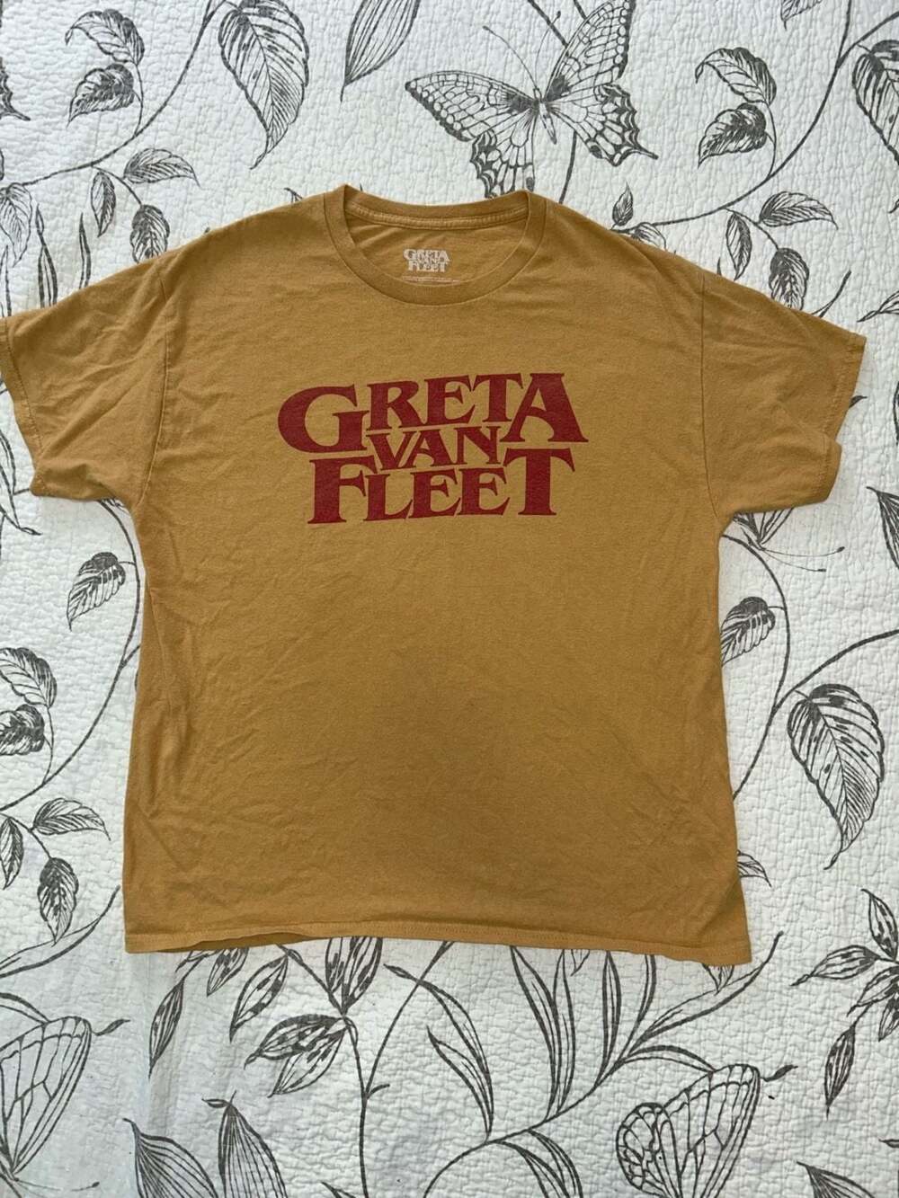 Greta Van Fleet Official Old Gold Logo Band T-Shirt Men's Size L